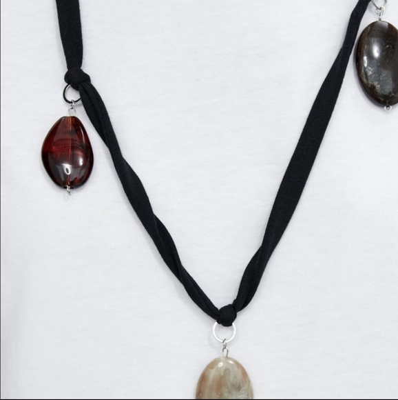 Zara White short sleeve tee with necklace attached Med. Casual Festival All-in-1 - Picture 8 of 8